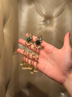 Jahan Ara Earrings- Gold and green (aara collection)