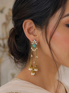Jahan Ara Earrings- Gold and turquoise (aara collection)