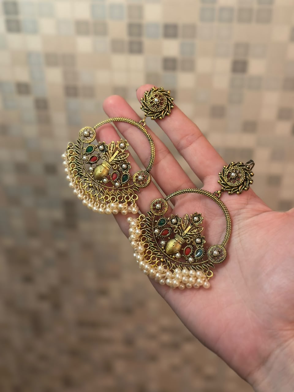 Husan Ara Earrings- antique Gold (aara collection)