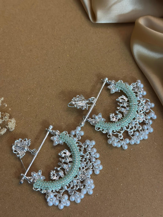 Peacock Earrings - sea green (Silver)