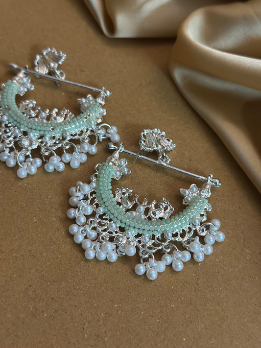 Peacock Earrings - sea green (Silver)