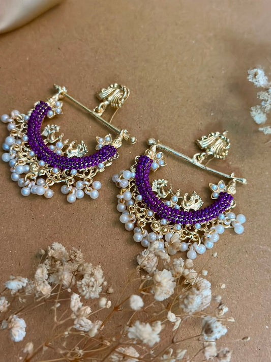 Peacock Earrings - purple