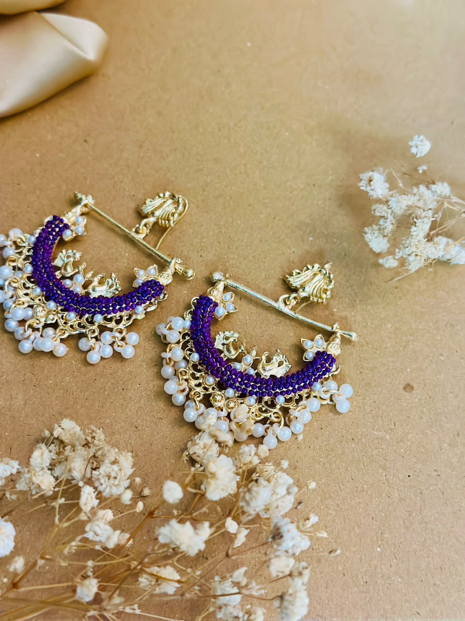 Peacock Earrings - purple