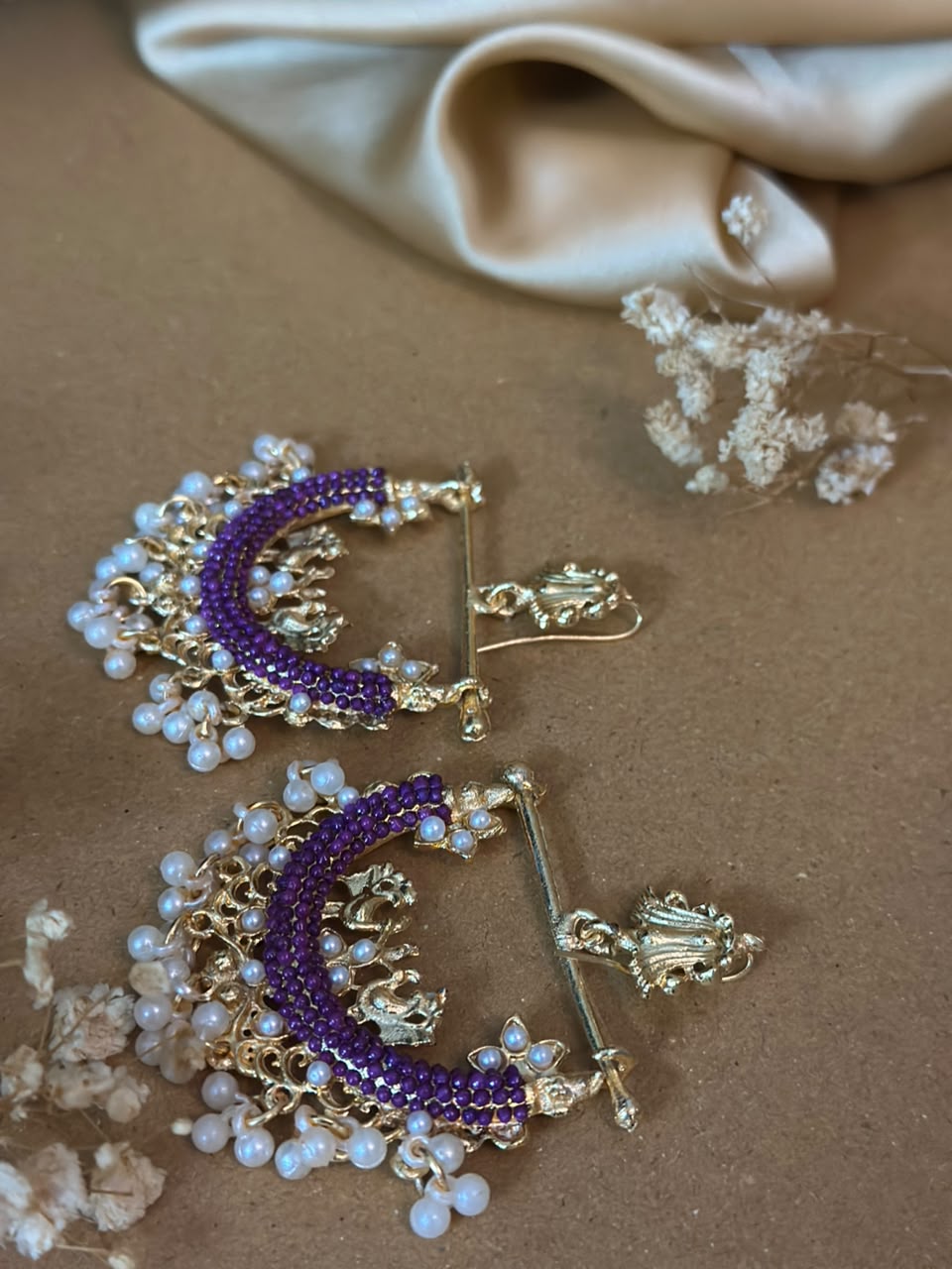 Peacock Earrings - purple