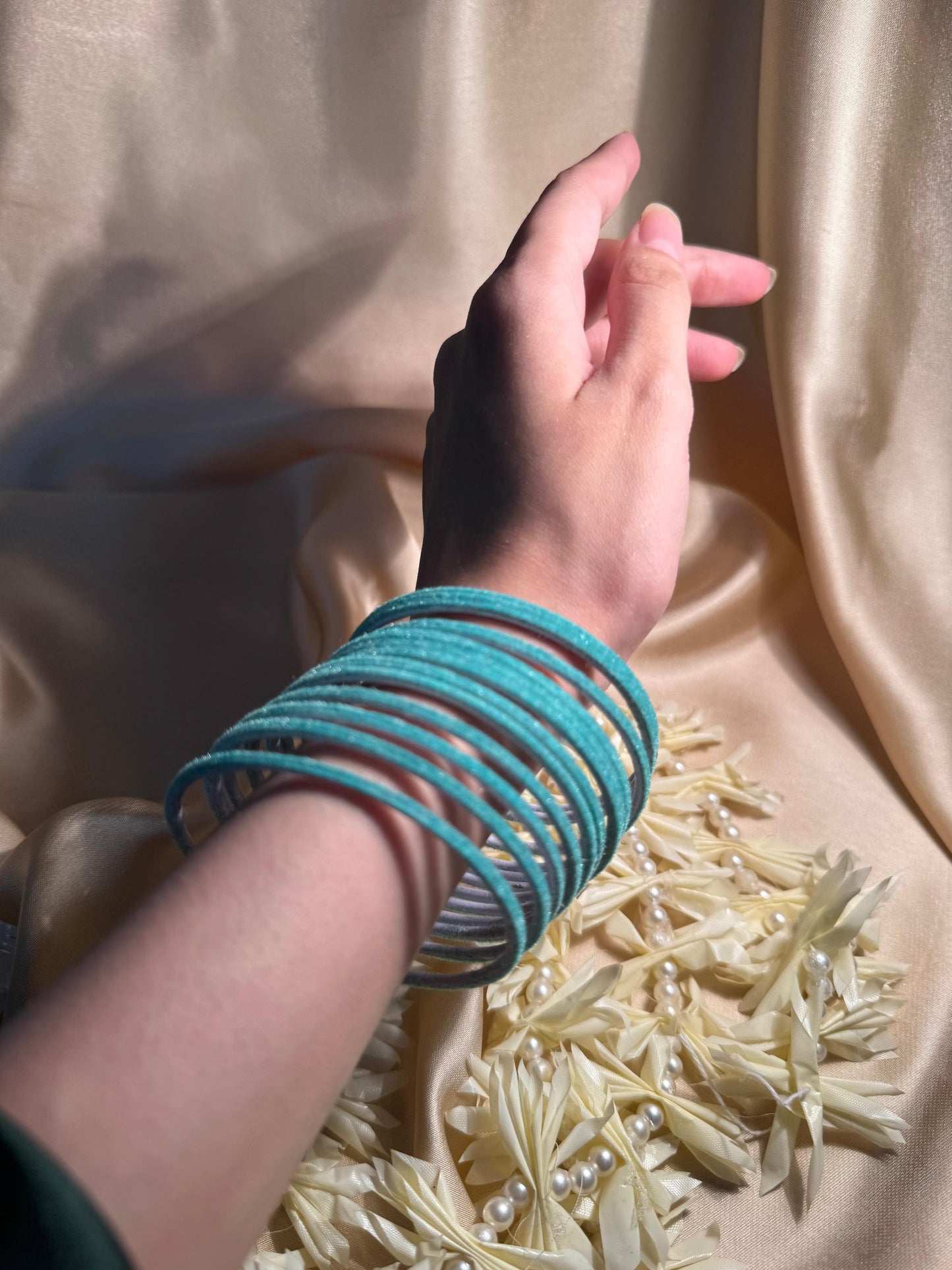 Velvet Bangles - turquoise