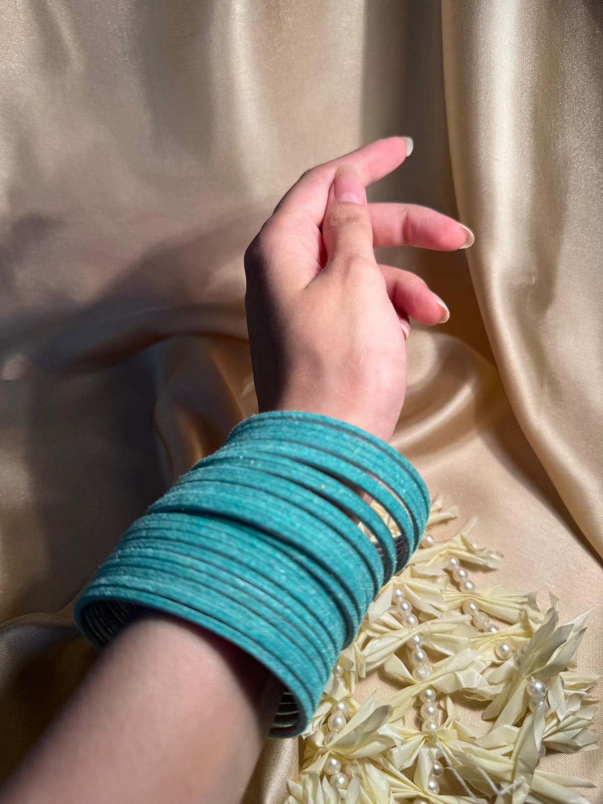 Velvet Bangles - turquoise
