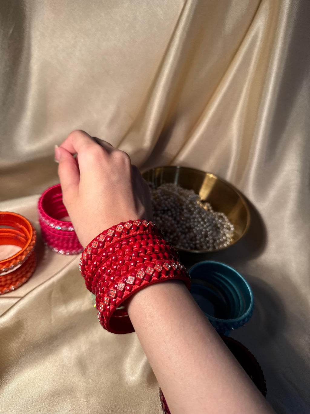 thread bangles handmade red