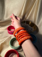 thread bangles handmade orange