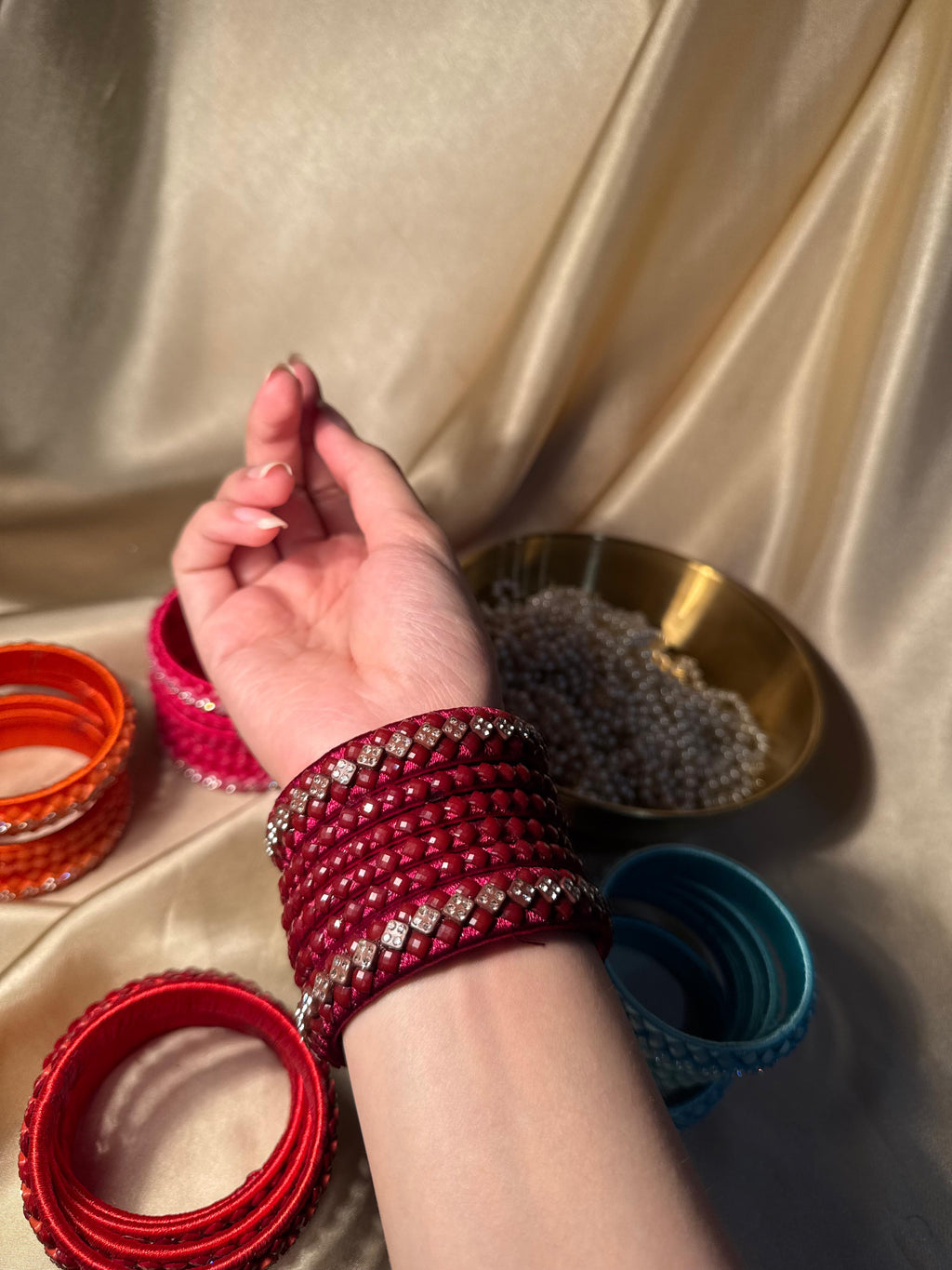 thread bangles handmade maroon