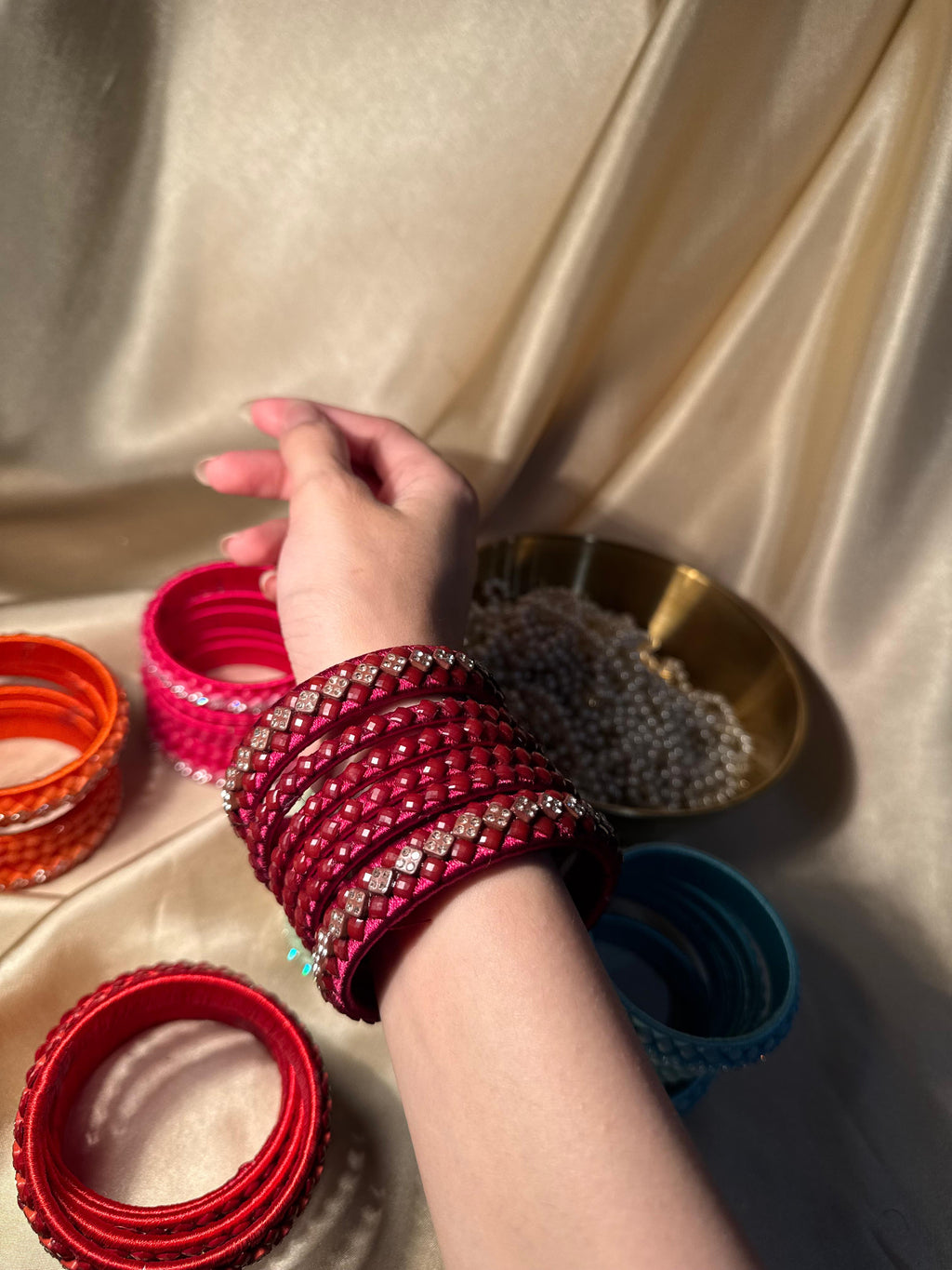 thread bangles handmade maroon