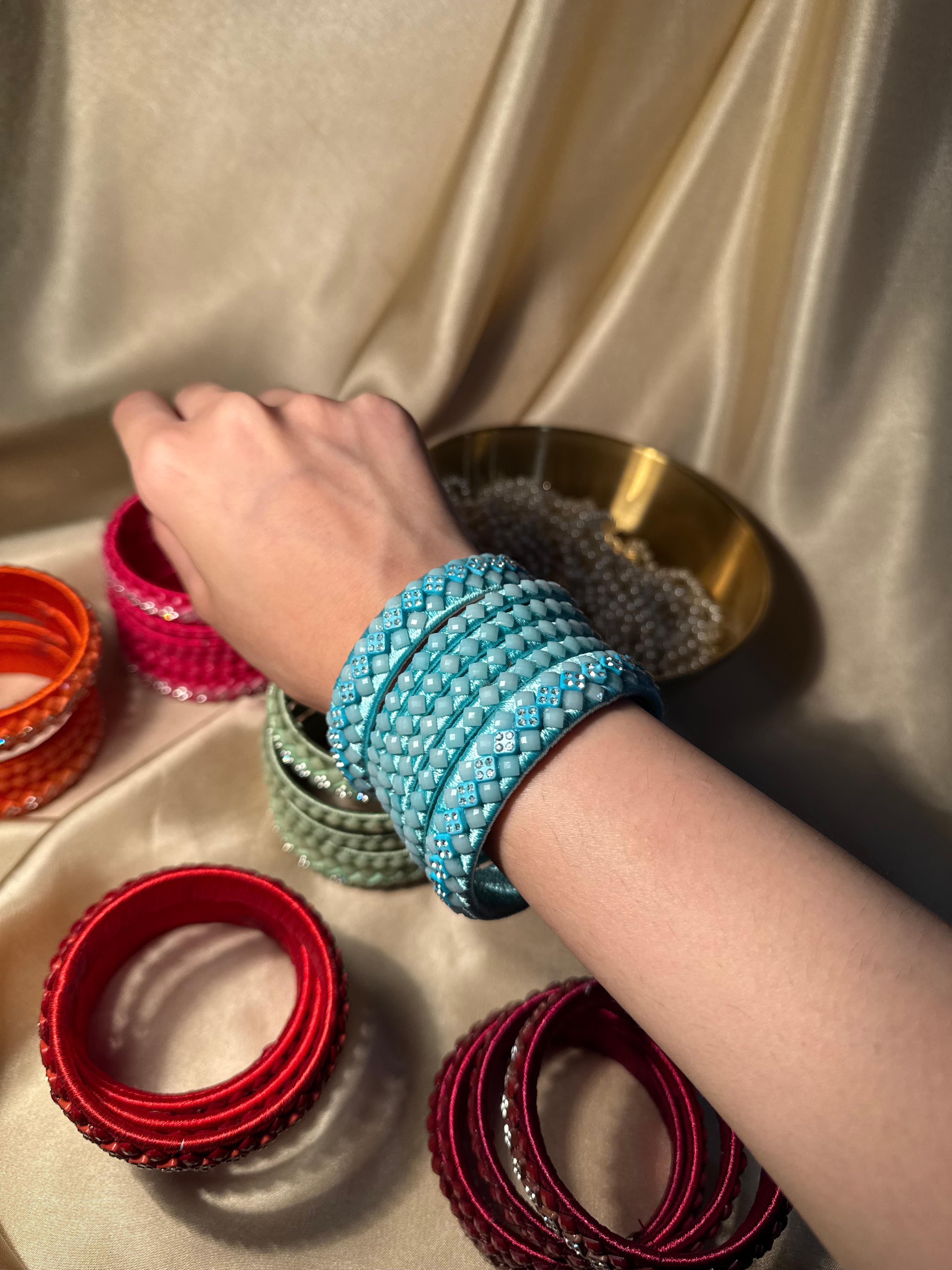 thread bangles handmade turquoise