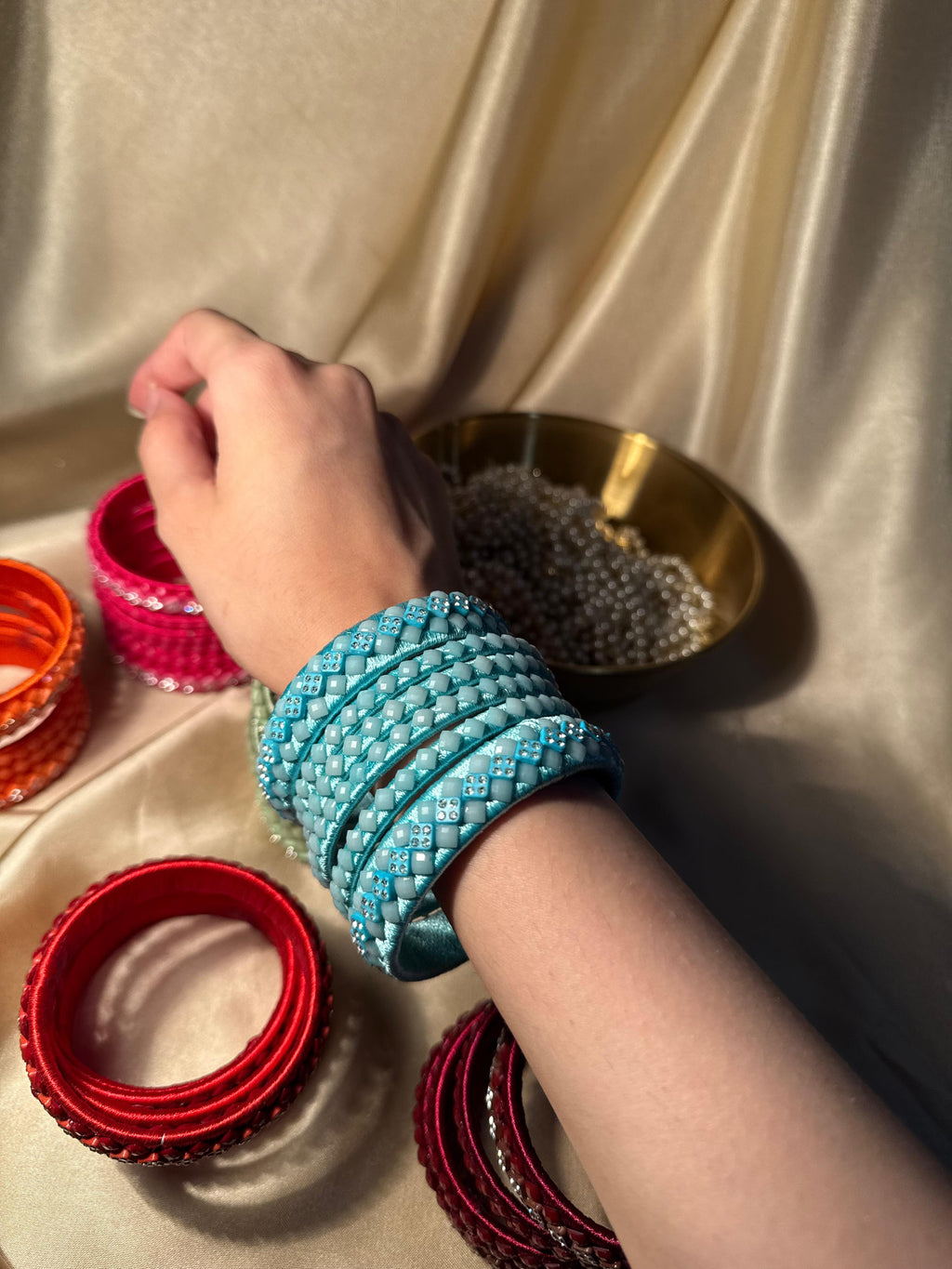 thread bangles handmade turquoise