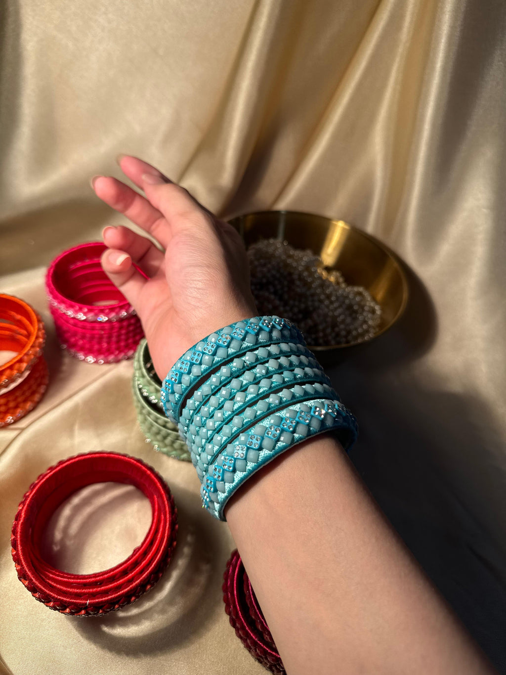 thread bangles handmade turquoise