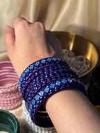thread bangles handmade blue