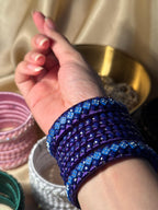 thread bangles handmade blue