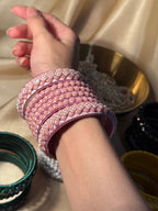 thread bangles handmade pink