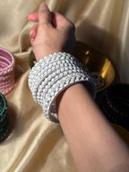 thread bangles handmade white