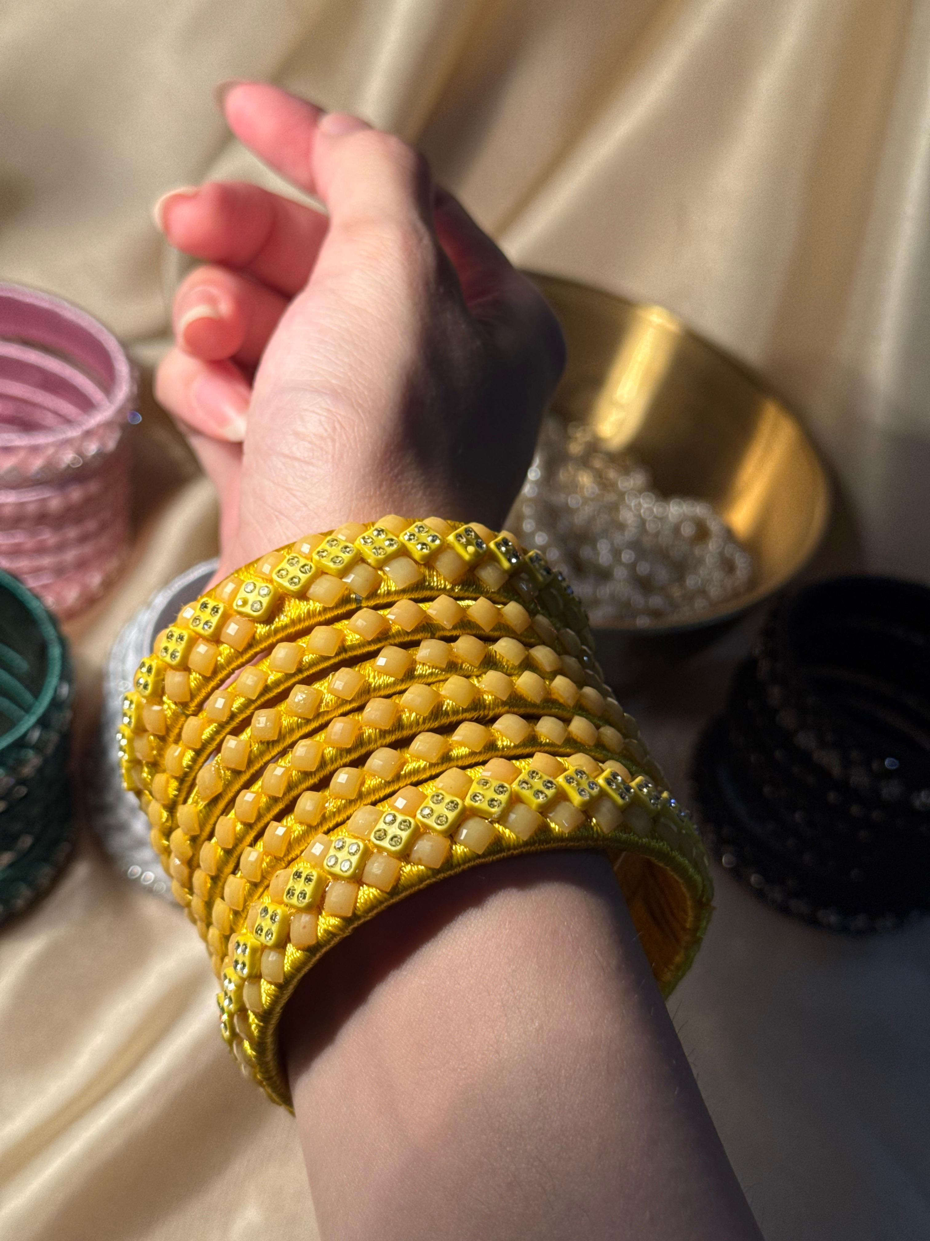 thread bangles handmade yellow