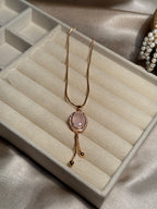 Gold Oval Necklace (Pink)