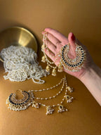 Mahrani earrings with gold saharay