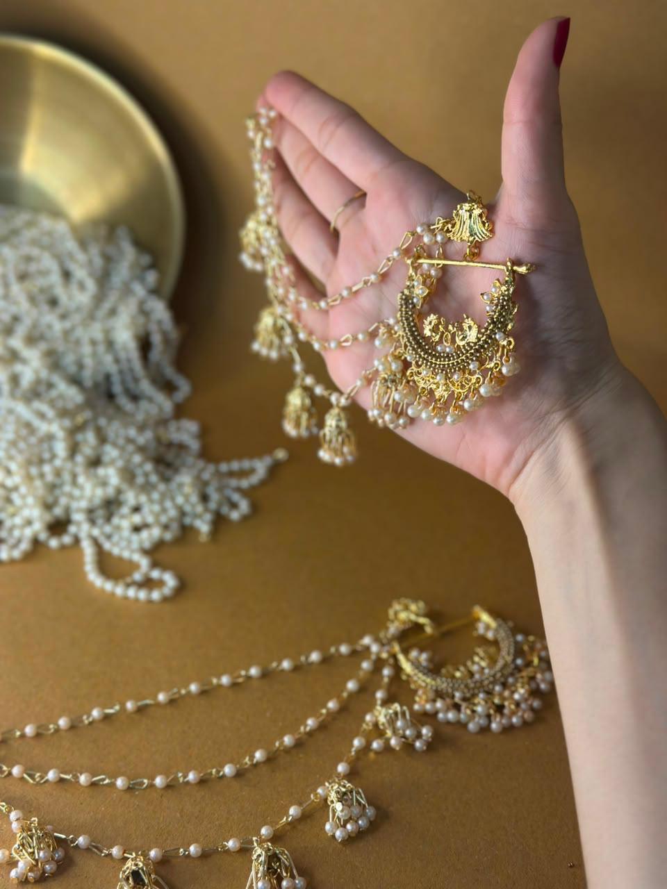 peacock earrings with gold saharay