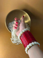 Red bangles with phool karray bundle