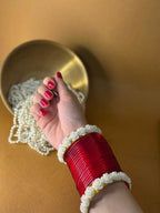 Red bangles with phool karray bundle