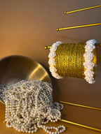 Yellow Raindrop bangles with phool karray bundle