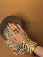 Pearl bangles with gold bangle - bundle