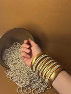 Pearl bangles with gold bangle - bundle