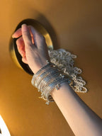 Silver bangles with ghungroo bangle bundle