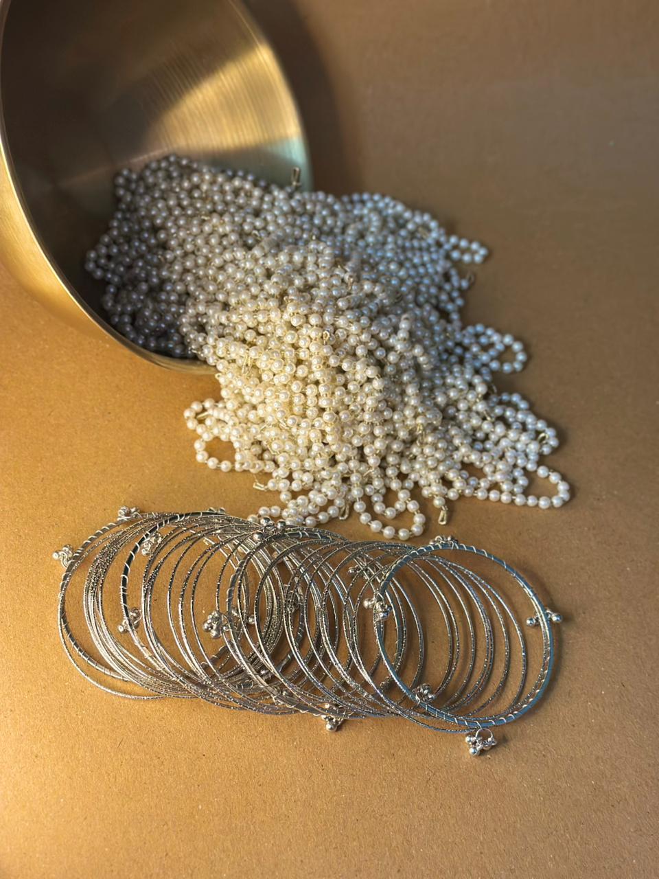 Silver bangles with ghungroo bangle bundle