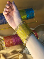 ghungroo bangle with yellow raindrop bundle