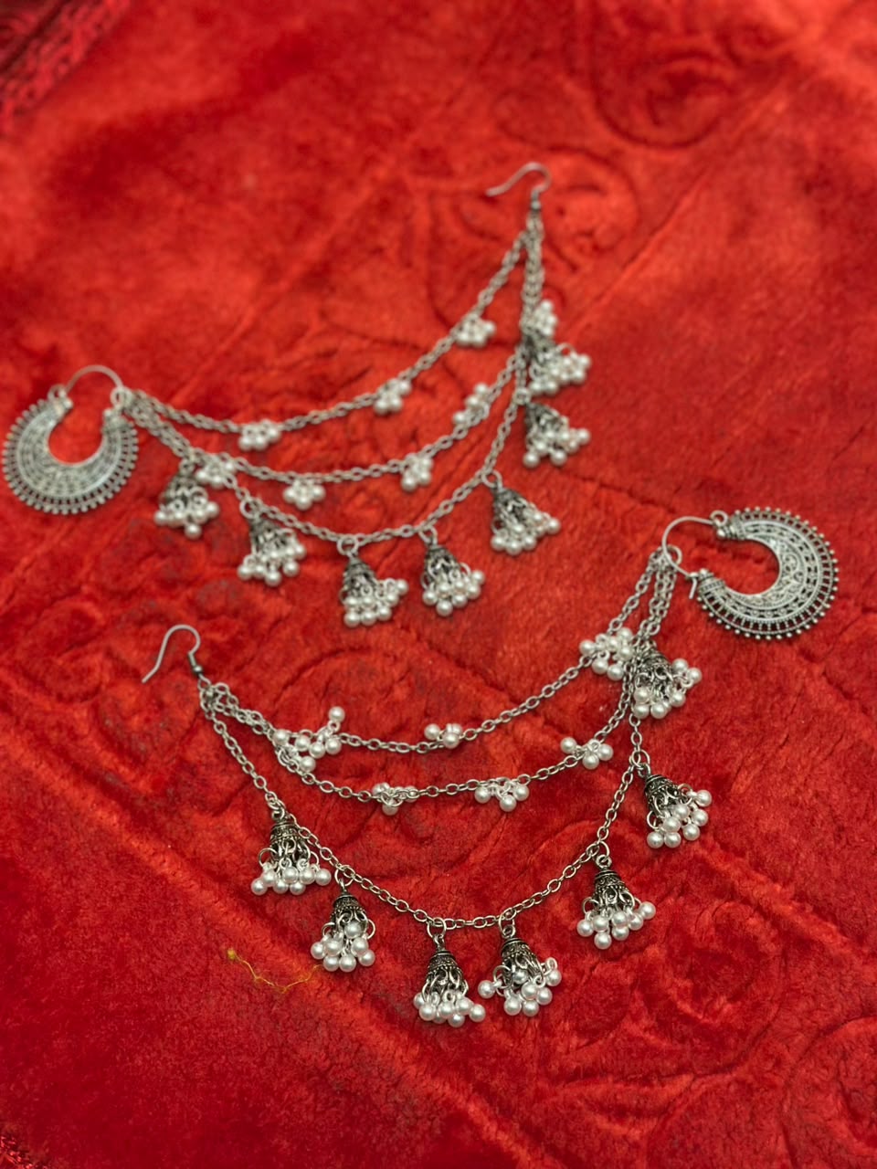 chand bali - oxidized saharay (bundle)