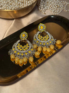 Nilofer Earrings - Yellow and silver