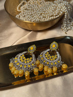 Nilofer Earrings - Yellow and silver
