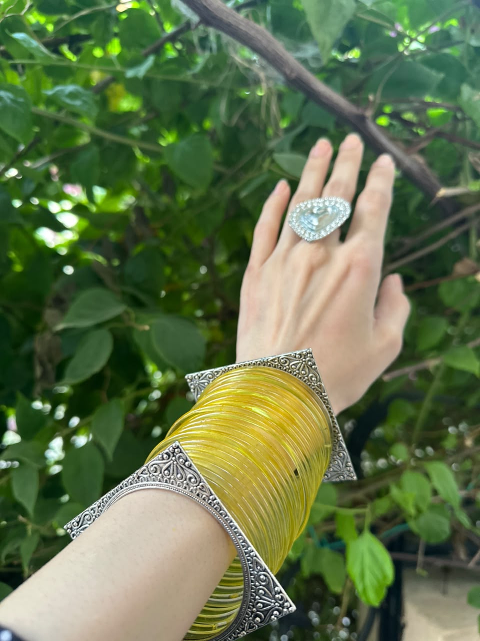 Yellow bangles with Chakoor bangle bundle