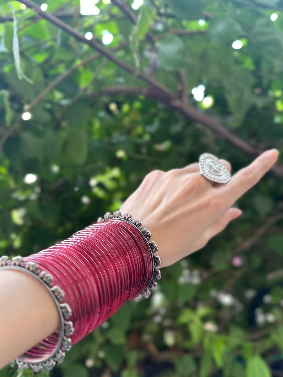 Maroon bangles with hathi bangle bundle