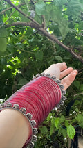Maroon bangles with hathi bangle bundle