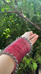 Maroon bangles with hathi bangle bundle