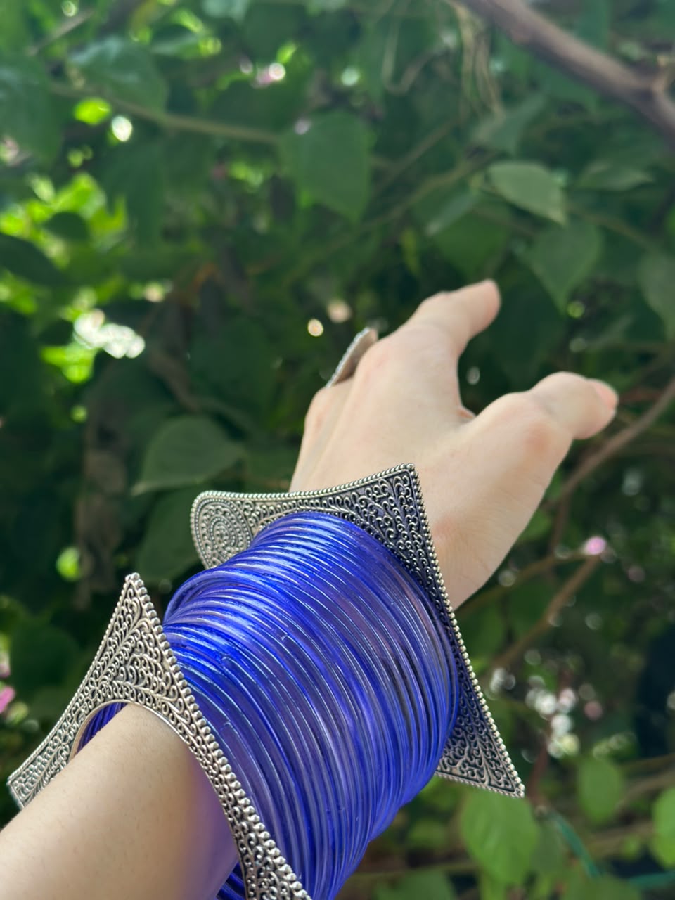 Blue bangles with chakoor bangle bundle