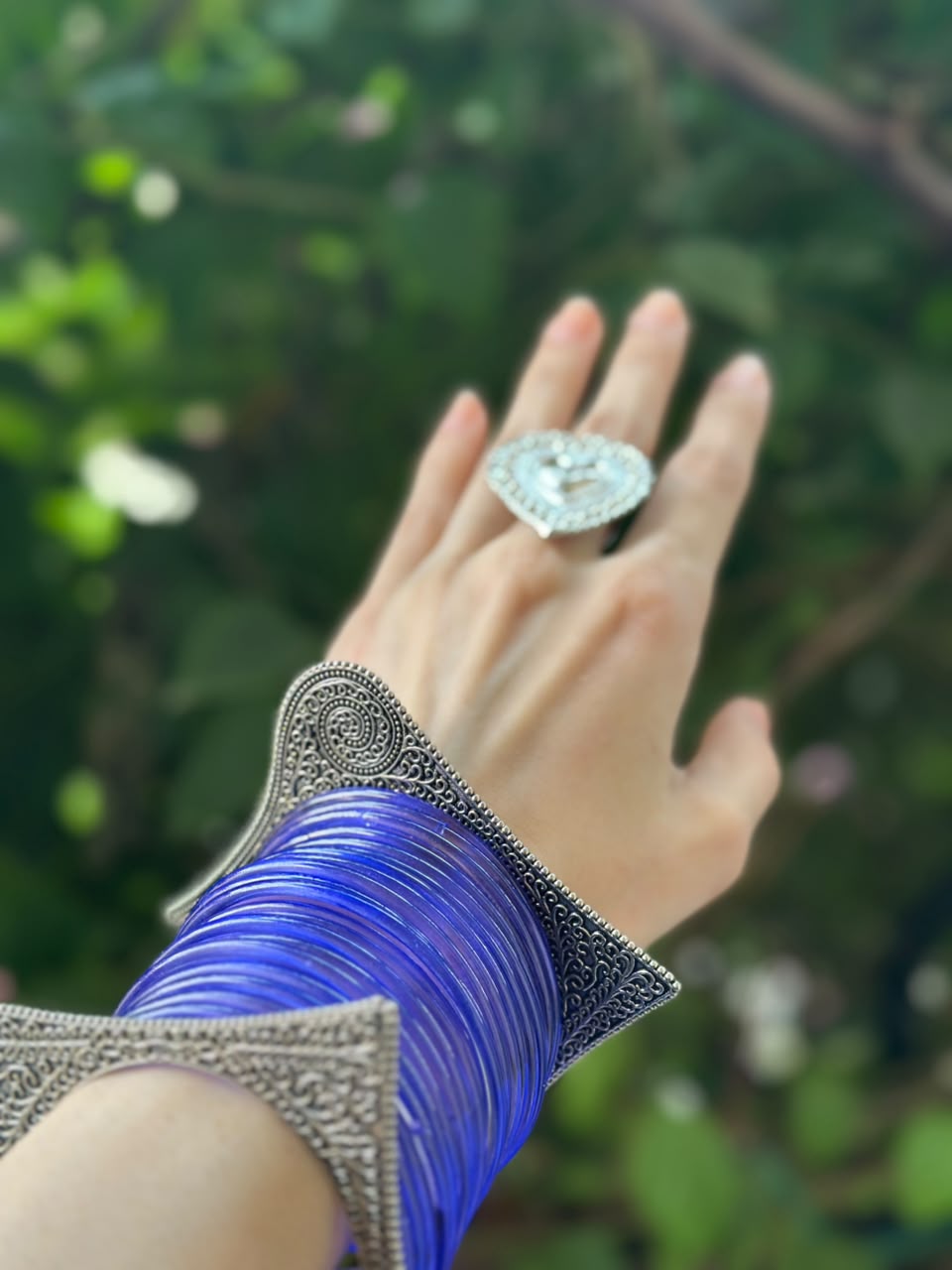 Blue bangles with chakoor bangle bundle