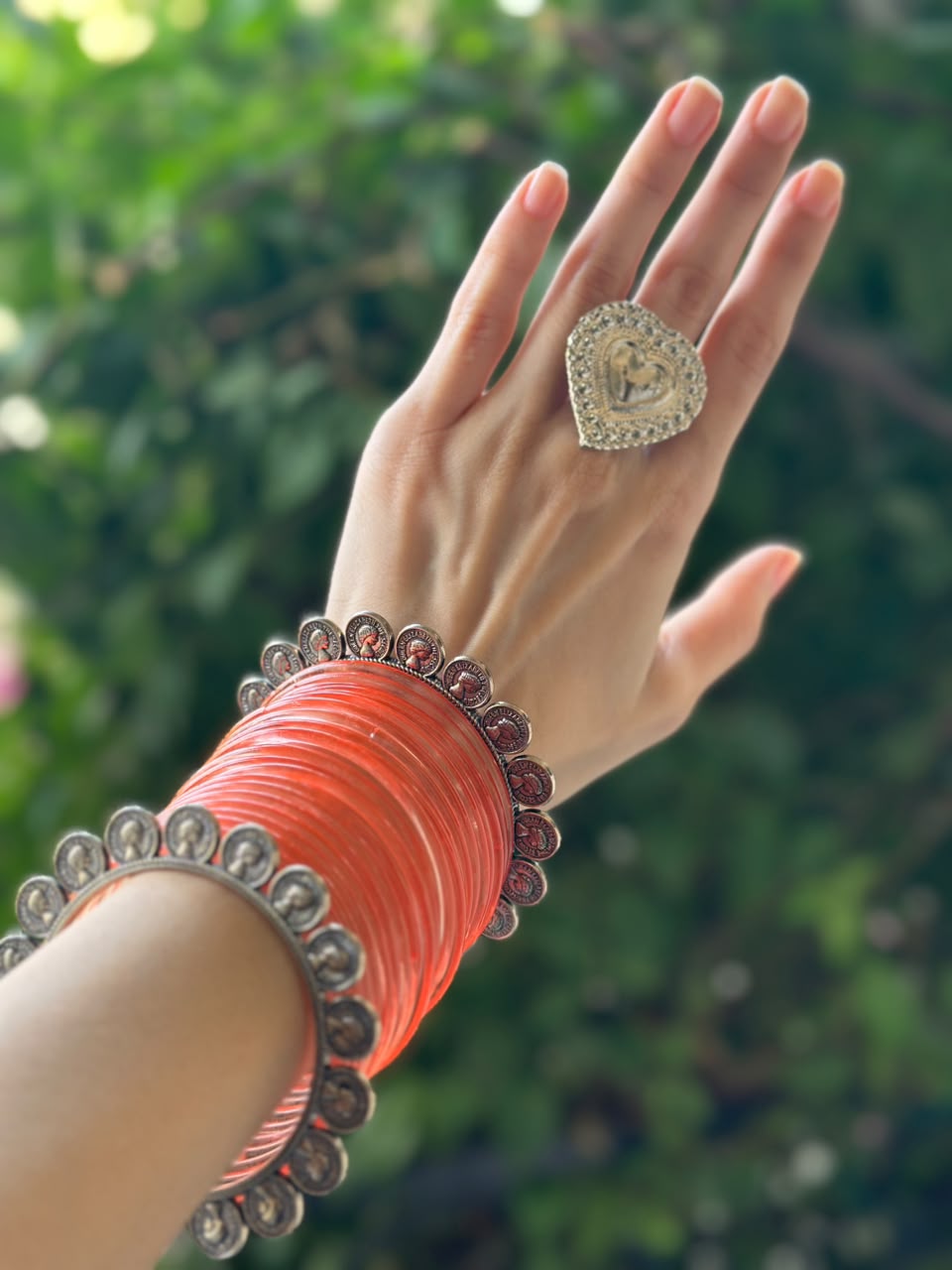 Orange bangles with sikka bangle bundle
