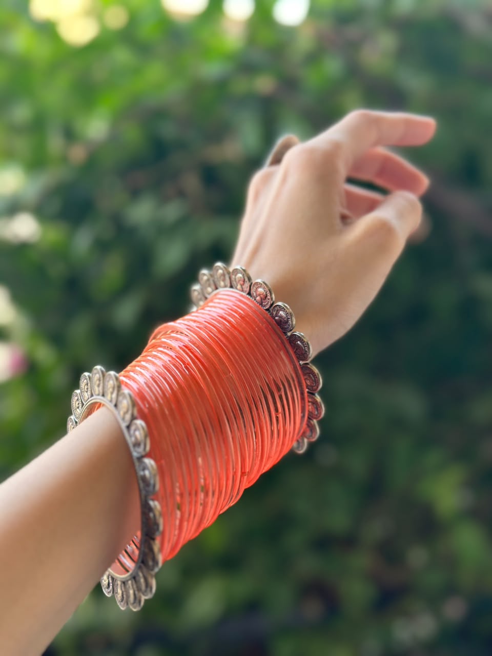 Orange bangles with sikka bangle bundle