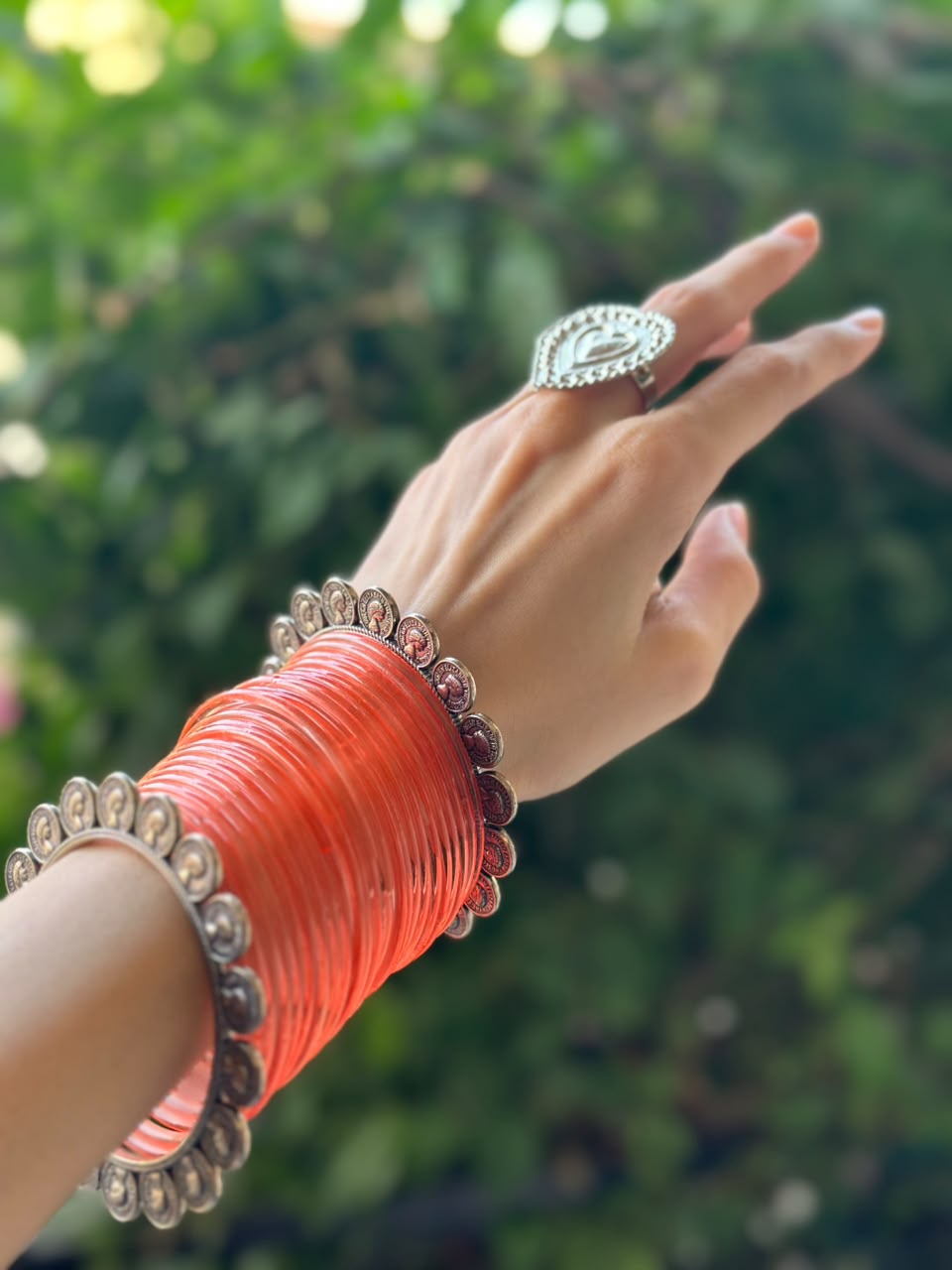 Orange bangles with sikka bangle bundle
