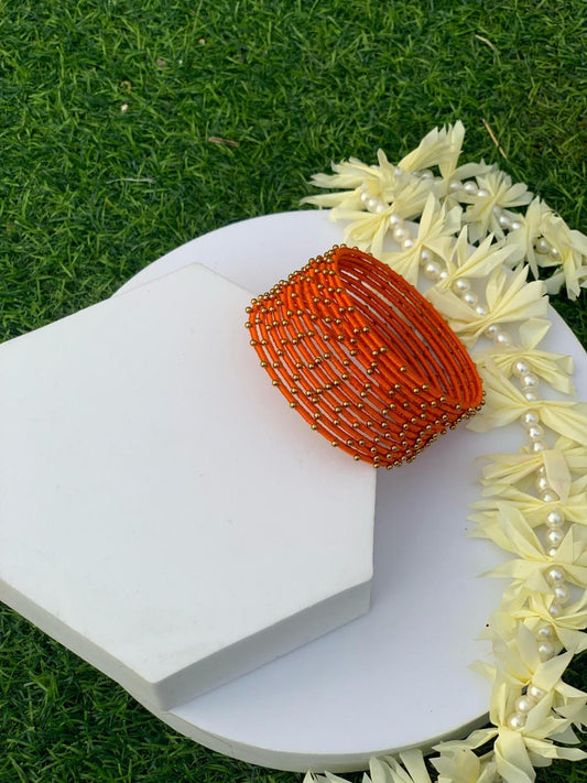 BD-14 Dotted Bangles - Orange (12 Pcs)