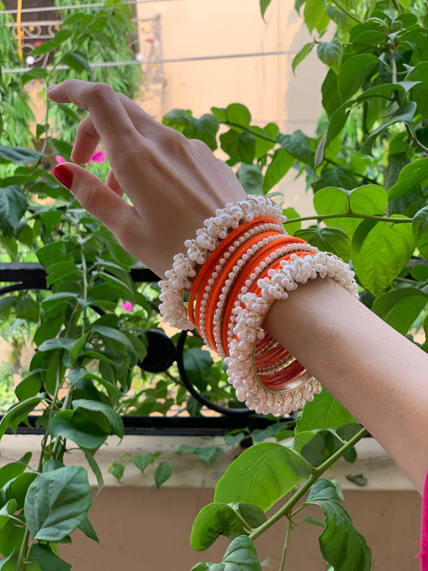 Moti and velvet set - Orange