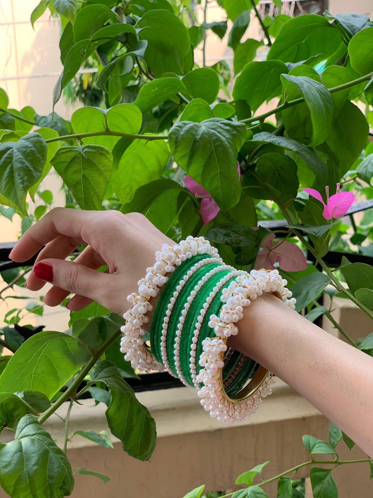 Moti and velvet set - Green