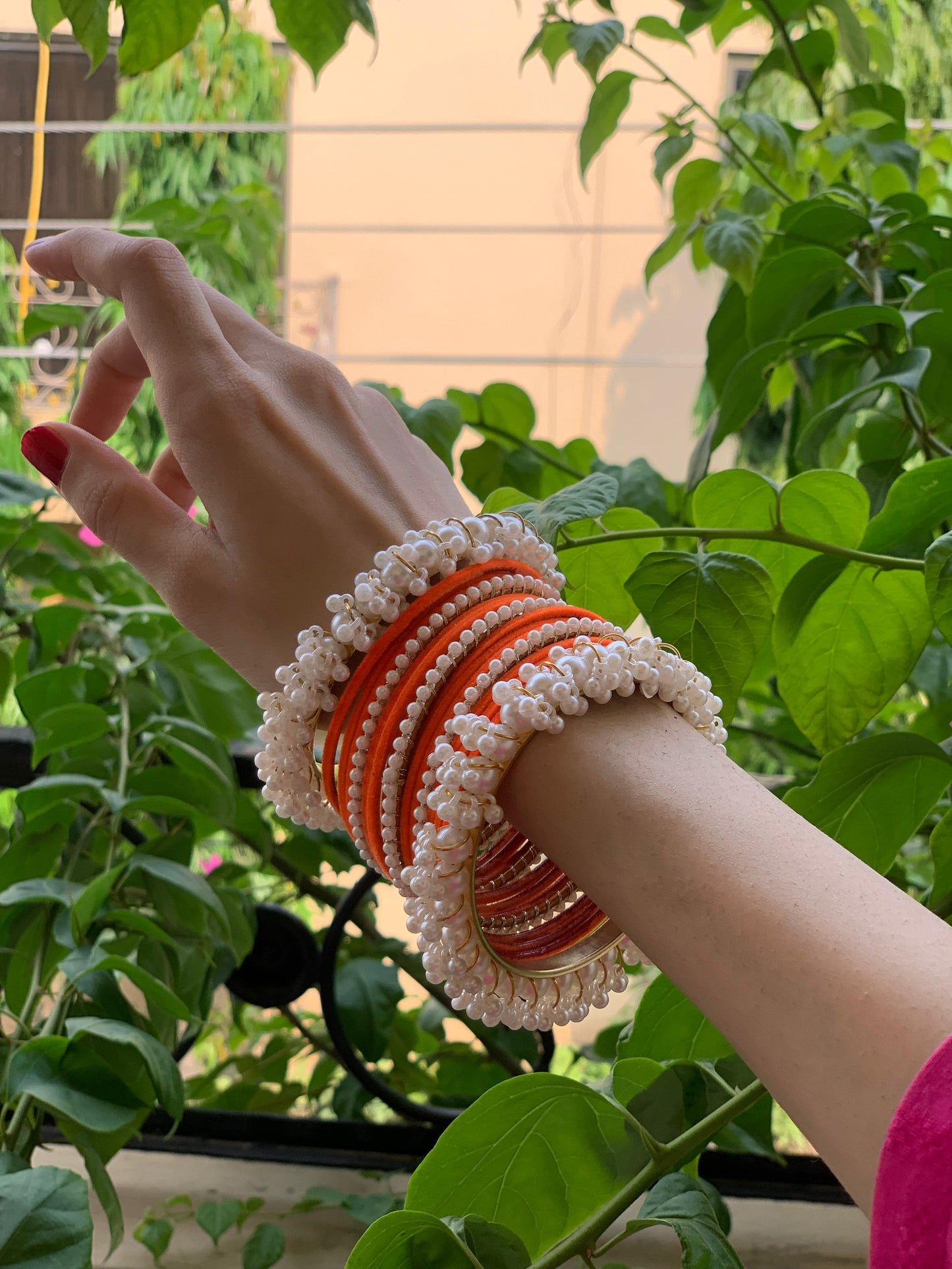 Moti and velvet set - Orange