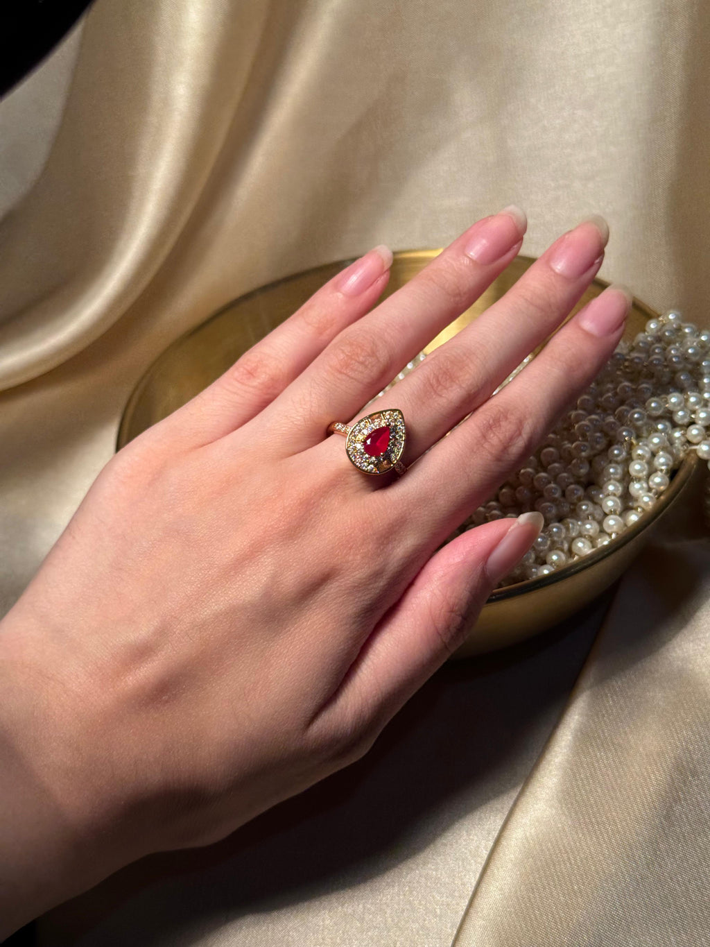 Droplet Ring Gold - Red